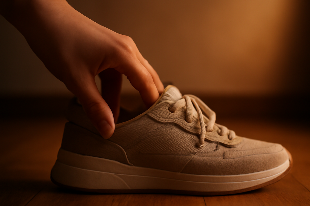 Quels éléments indiquent que des baskets sont faciles à enfiler ?