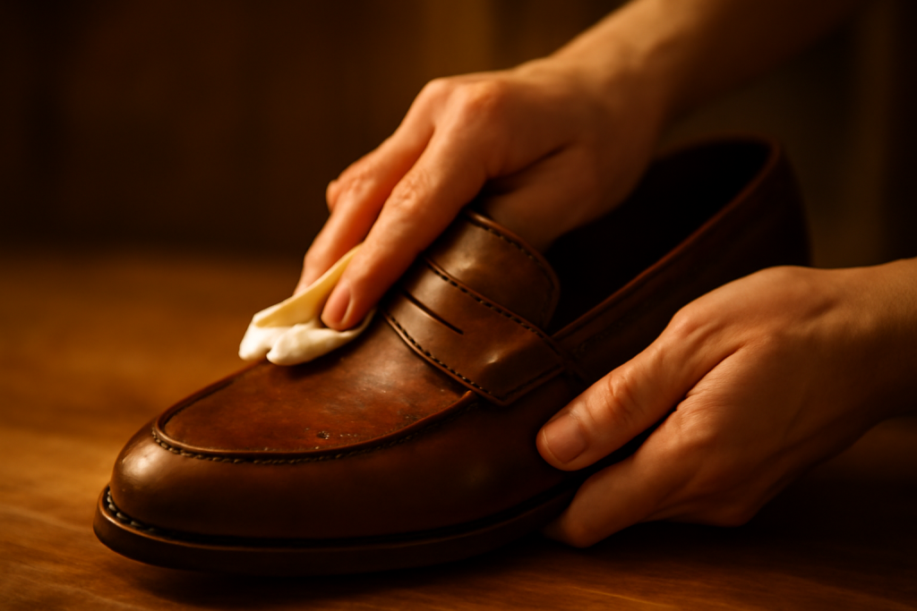 Comment entretenir un mocassin en cuir après la pluie ?